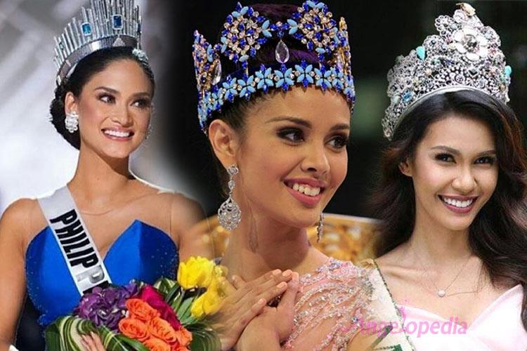 The crowned queens from Philippines at Big 5 Major International beauty pageants