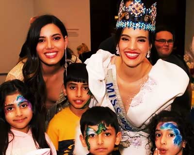 Miss World queens Vanessa Ponce de Leon and Stephanie Del Valle chief of guests at Rays of Sunshine Christmas party
