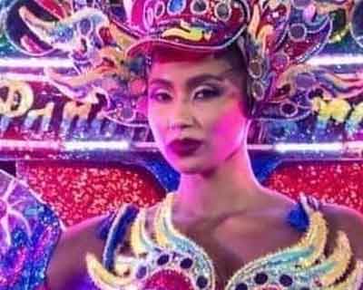 Brenda Lezma Smith dressed as a vehicle to depict Panama’s culture for Miss Universe 2021