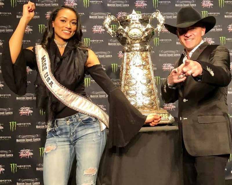 Kara McCullough attends professional bull riders’ event with this year's Miss USA candidates