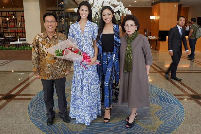 Reigning Queens Catriona Gray, Valeria Vazquez and Mariem Claret Velazco arrive for Puteri Indonesia 2019