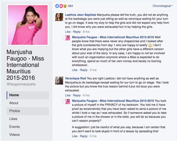 Manjusha Faugoo will not represent Mauritius at the Miss International 2016 pageant