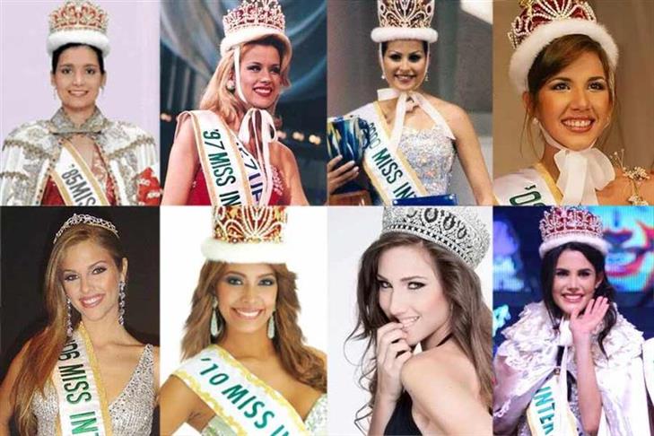 Nina Sicilia, Miss International 1985 Consuelo Adler, Miss International 1997 Vivian Urdaneta, Miss International 2000 Goizeder Azúa, Miss International 2003 Daniela di Giacomo, Miss International 2006 Elizabeth Mosquera, Miss International 2010 Edymar Martínez, Miss International 2015 Mariem Velazco, Miss International 2018