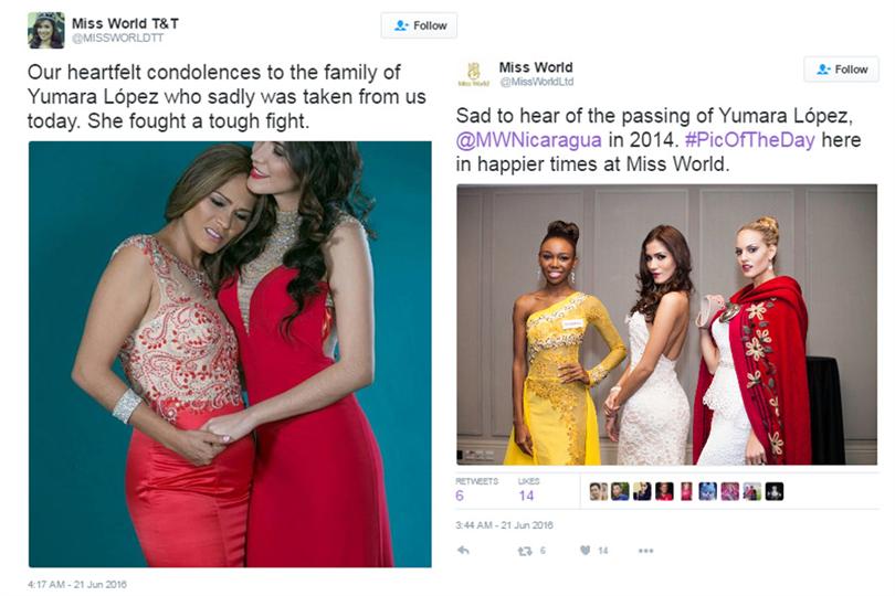 Yumara López Miss World Nicaragua 2014 dies of Cancer