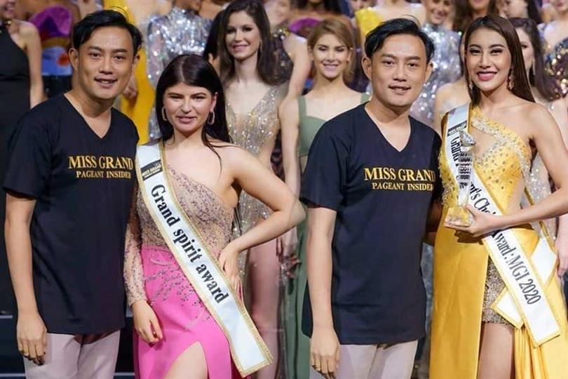 Cambodia’s Chily Tevy and Scotland’s Helen Maher win special awards by the press at Miss Grand International 2020