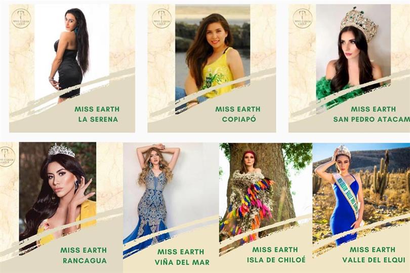 Miss Earth La Serena 2020 Melany Ibacache (Age: 24 Years) Miss Earth Copiapó 2020 Valeria Natalia Vásquez Gonzalez (Age: 26 Years) Miss Earth San Pedro de Atacama 2020 Vania Pool Opazo (Age: 27 Years) Miss Earth Rancagua 2020 Victoria Muñoz (Age: 24 Years) Miss Earth Viña del Mar 2020 Danitza Moreno (Age: 20 Years) Miss Earth Isla de Chiloé 2020 Pamela Cárdenas Albornoz (Age: 22 Years) Miss Earth Valle del Elqui 2020 Ana Meneses (Age: 20 Years)