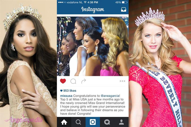 Olivia Jordan congratulates Anea Garcia Miss Grand International 2015