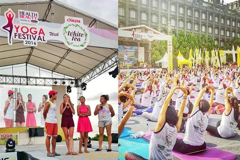 Mireia Lalaguna Miss World 2015 attends Yoga Festival 2016 in Bali