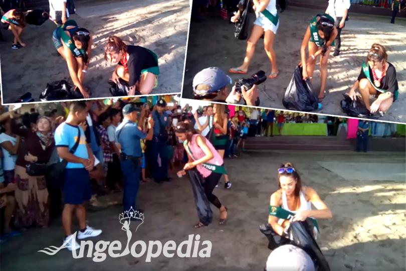 Contestants of Miss Earth 2016 work together for a cleaner coastline