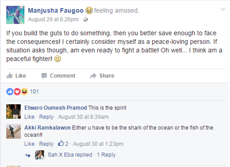 Manjusha Faugoo exposes the Mauritian Organisation on her Facebook Posts