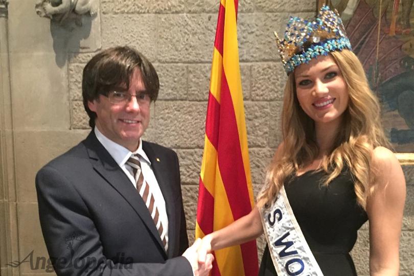 Mireia Lalaguna Miss World 2015 Meets the President of Catalonia during Homecoming!