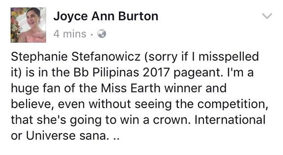 Stephany Stefanowitz termed “ineligible” to compete at Binibining Pilipinas 2017