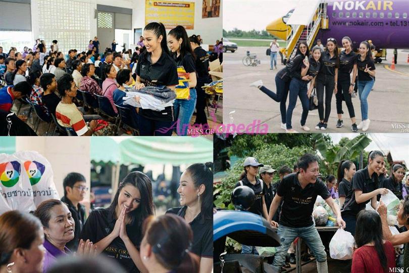 Ariska Putri Pertiwi along with Miss Grand International organization visited the flood victims at Phanna Nikhom District