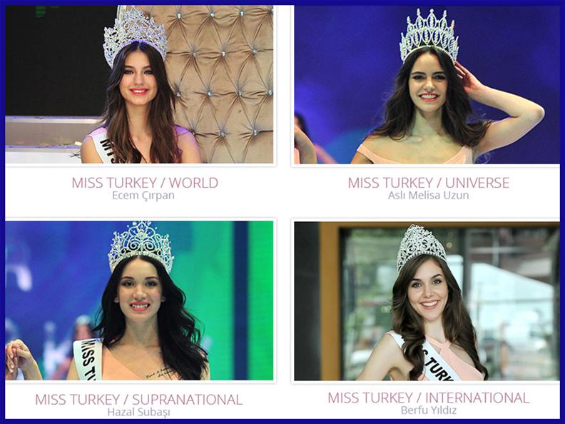 Miss Turkey 2015 Winners Ecem Çirpan, Asli Melisa Uzun, Hazal Subasi, Sevval Ayyaz
