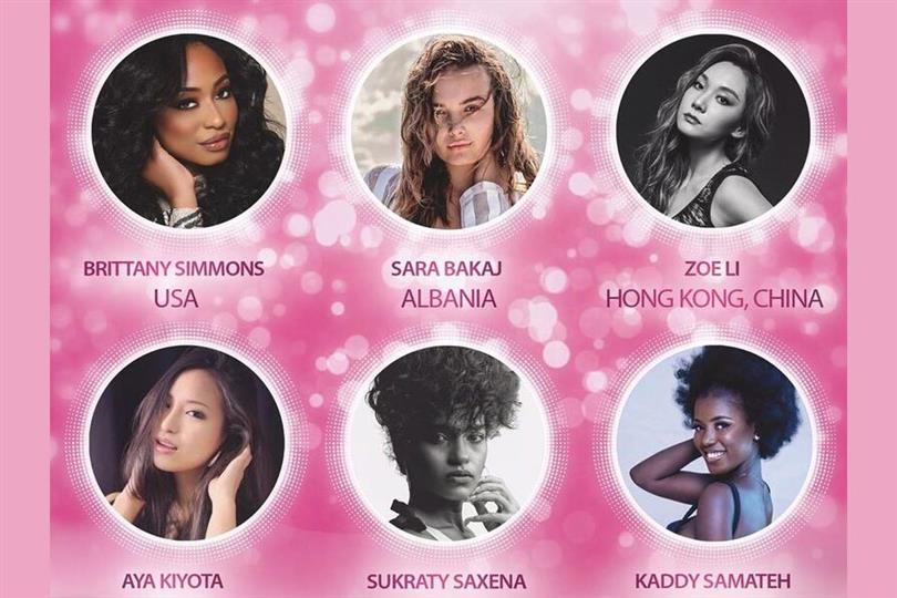 Miss Globe USA 2020 Brittany Simmons Miss Globe Albania 2020 Sara Bakaj  Miss Globe Hong Kong, China 2020 Zoe Li  Miss Globe Japan 2020 Aya Kiyota  Miss Globe India 2020 Sukraty Saxena  Miss Globe Gambia 2020 Kaddy Samathe