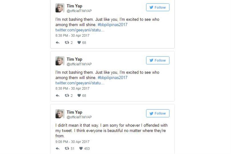 Tim Yap bashed for his insensitive tweets on Bb Pilipinas 2017 candidates