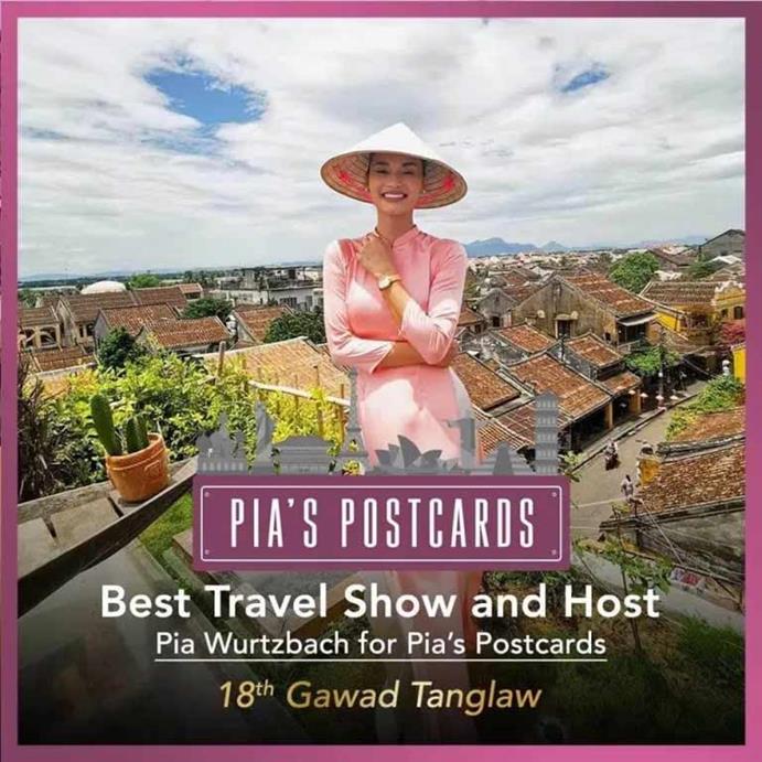Pia Wurtzbach wins Best Host and Best Show award for ‘Pia’s Postards’ at the 18th Gawad Tanglaw