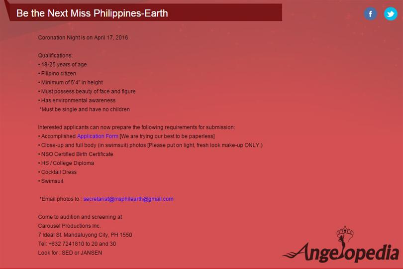 Miss Philippines Earth 2016 Search Begins