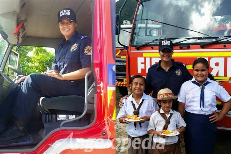 Natalia Short Miss World Cook Islands 2016 volunteers for the Takitumu Fire Brigade