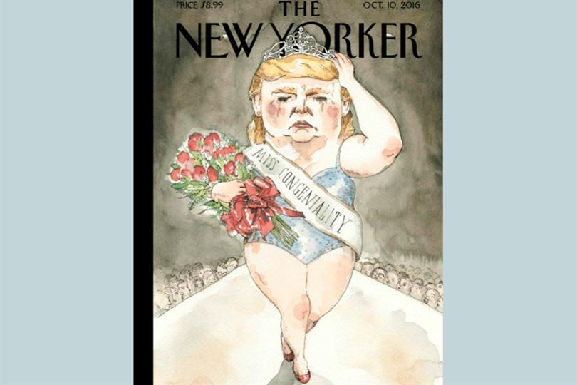 Donald Trump gracing the cover of The New Yorker Magazine as Miss Congeniality?