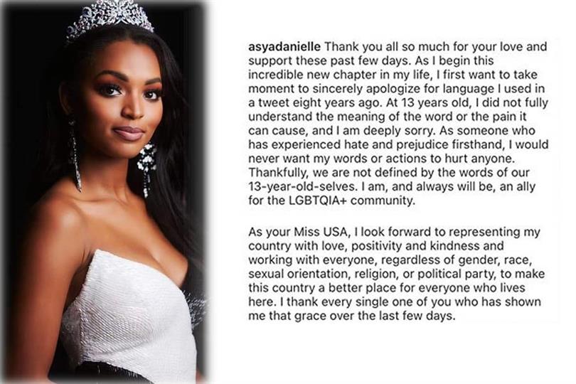 Miss USA 2020 Asya Branch issues a public apology for a homophobic tweet