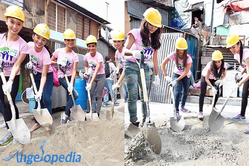 Binibining Pilipinas 2015 contestants at work durin Women Build project
