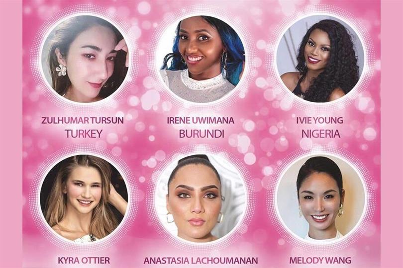 Miss Globe Turkey 2020 Zulhumar Tursun  Miss Globe Burundi 2020 Irene Uwimana Miss Globe Nigeria 2020 Ivie Young  Miss Globe Britain 2020 Kyra Ottier  Miss Globe Mauritius 2020 Anastasia Lachoumanan  Miss Globe Malaysia 2020 Melody Wang