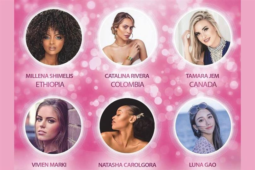 Miss Globe Ethiopia 2020 Millena Shimelis Miss Globe Colombia 2020 Catalina Rivera Miss Globe Canada 2020 Tamara Jem Miss Globe Hungary 2020 Vivien Marki Miss Globe Zimbabwe 2020 Natasha Carolgora Miss Globe China 2020 Luna Gao
