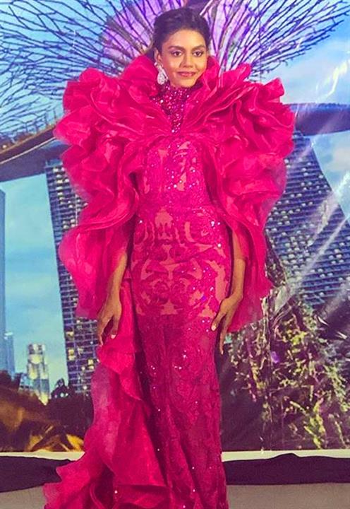 Mohana Prabha Miss Universe Singapore 2019 dazzles in Michael Cinco’s gown as her national costume