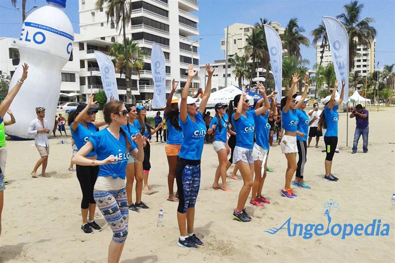 Miss Ecuador 2015 contestants during Zumba fitness session