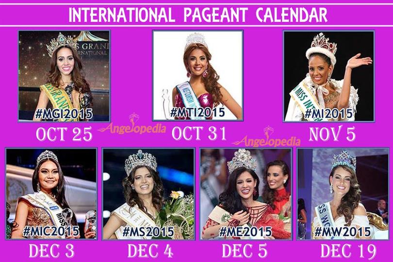International Beauty Pageant Calendar for the year 2015
