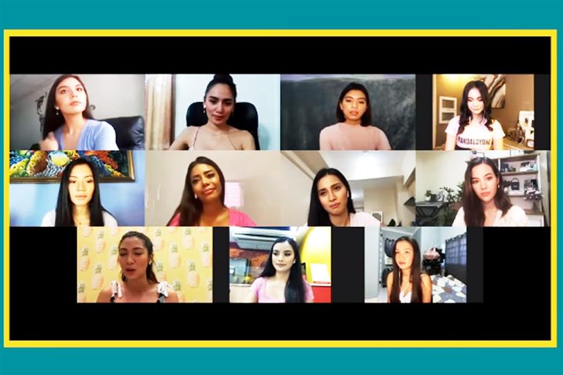 Binibining Pilipinas queens Catriona Gray and Nicole Cordoves conduct a virtual orientation for the Binibini Queens