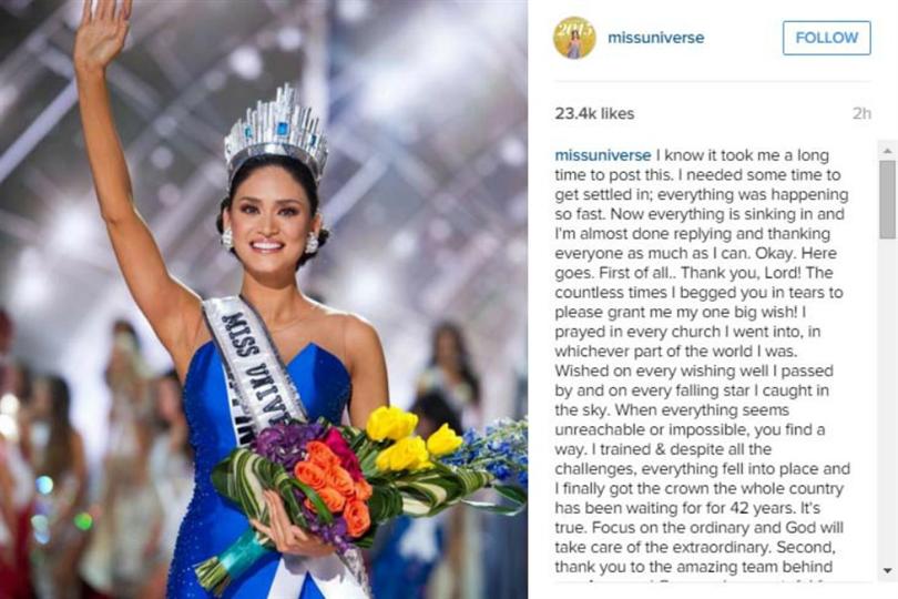 Pia Wurtzbach Celebrates her New Year as Miss Universe